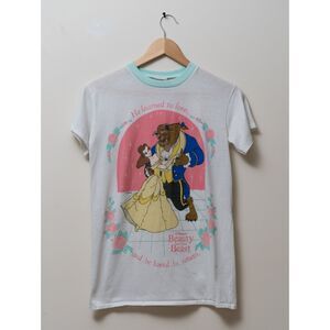 Vintage 90s Disney's Beauty and the Beast Sleep Shirt - Sz 8 (S)